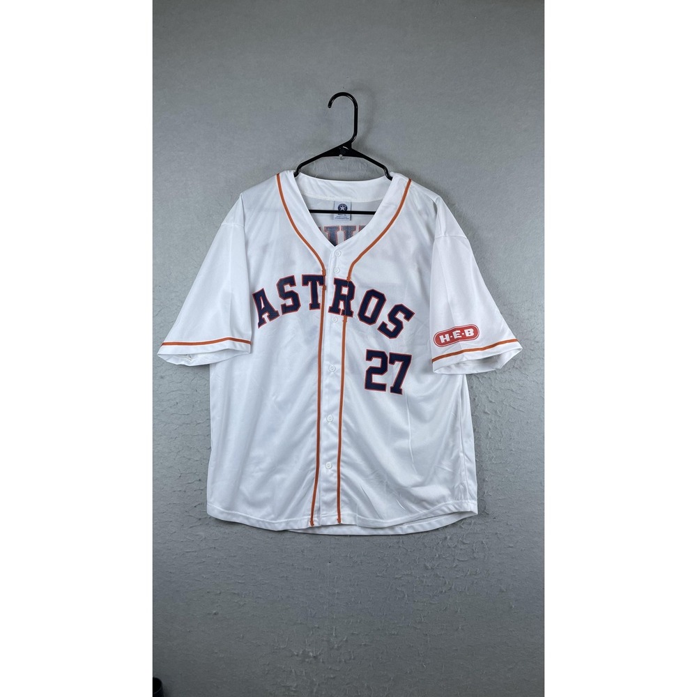 Houston Astros Jersey Mens XL White Home MLB Baseball Jose Altuve 27 HEB Sponsor